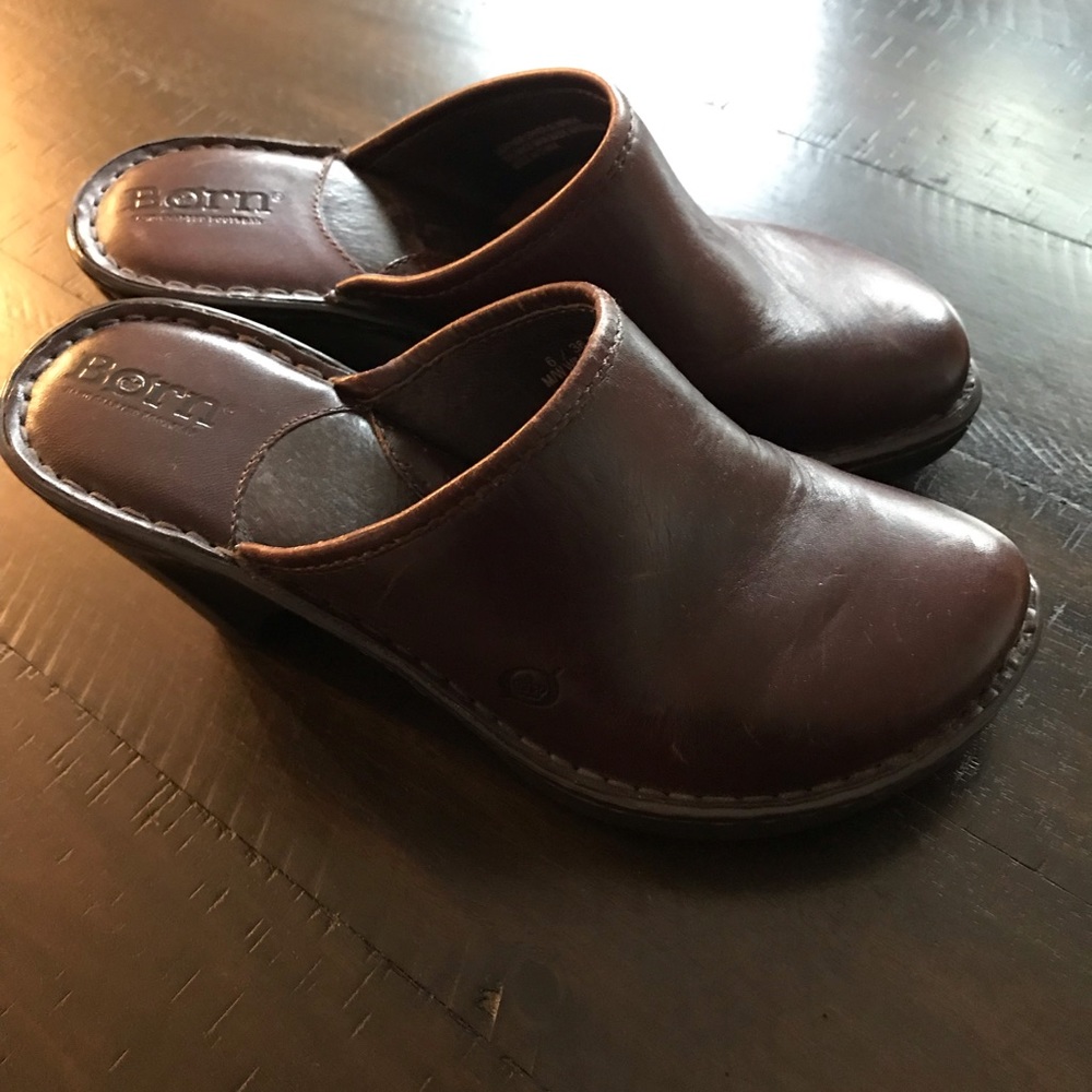 Born Brown Leather Wedge Size 6